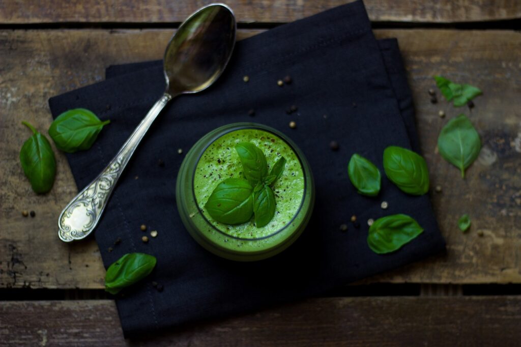 basil, soup, creamy, cream soup, dark, spoon, glass, fresh, green, healthy, yummy, meal, cook, pleasure, herbs, basil, basil, basil, basil, basil, soup, soup, soup, soup